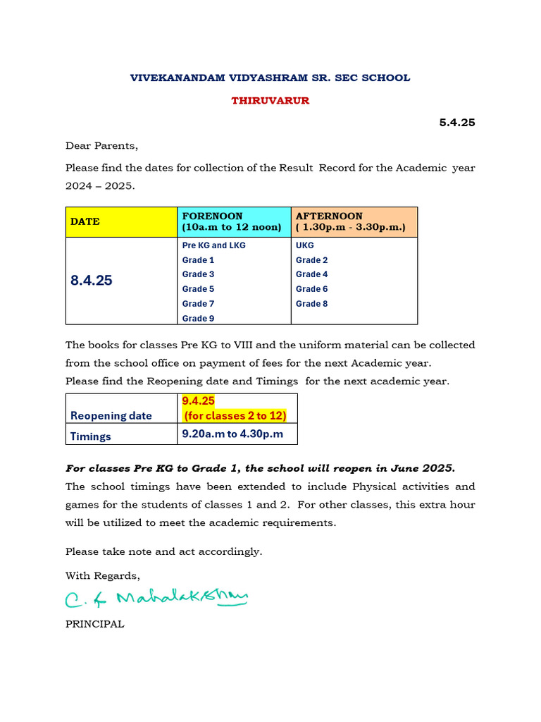PARENTS MEETING CIRCULAR | PDF