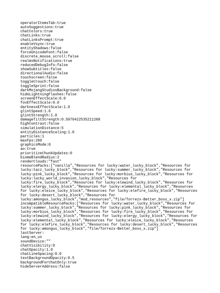 Minecraft Configuration Settings Guide | PDF