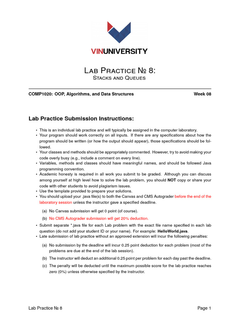 Java Lab: Stacks and Queues Practice | PDF | Constructor (Object ...