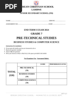 Grade 8 Pre-Technical Studies Exam | PDF