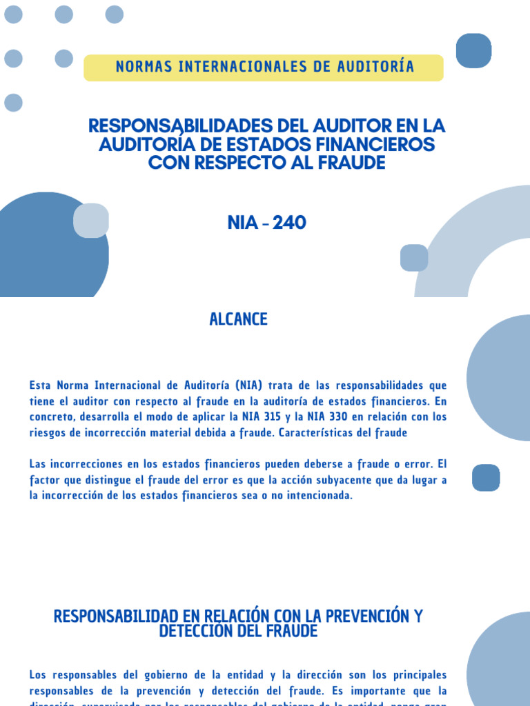 Auditoría y Fraude: NIA 240 y Riesgos | PDF | Contralor | Fraude