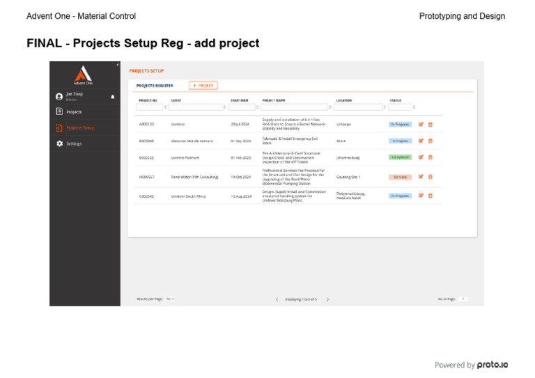 Preject Setup Register | PDF