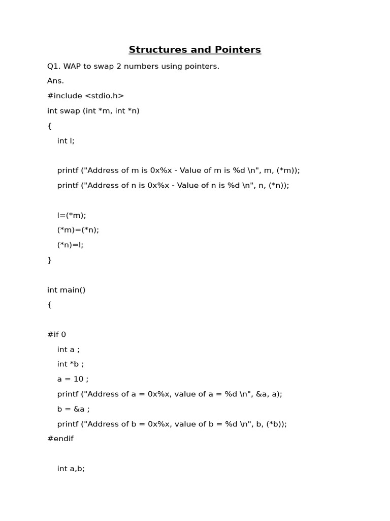 Structures and Pointers Notes | PDF