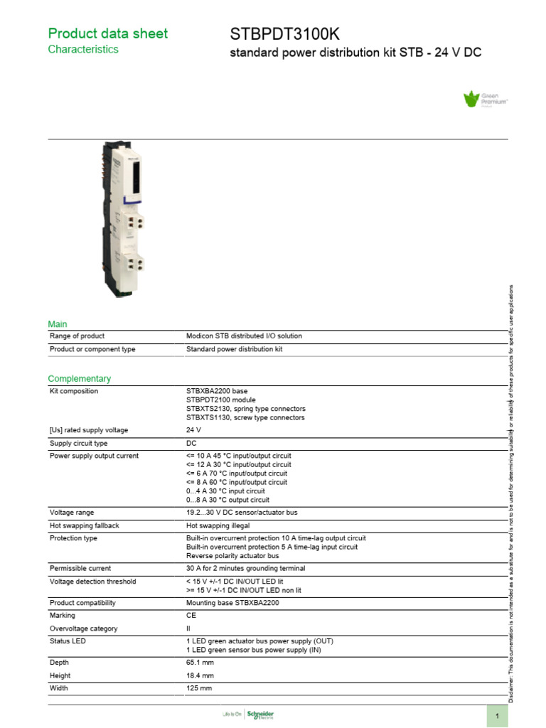 Modicon STB - STBPDT3100K | PDF | Power Supply | Programmable Logic ...