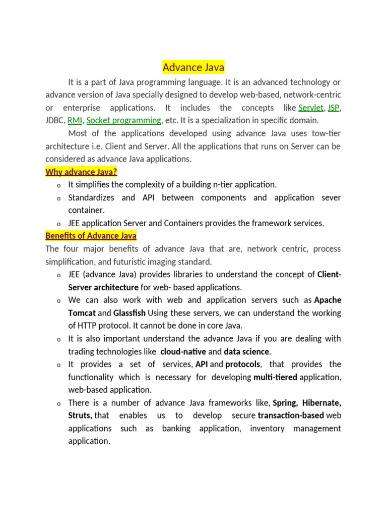 Advanced Java Programming Overview | PDF | Class (Computer Programming ...
