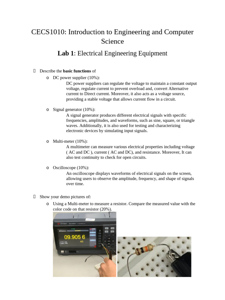 Electrical Engineering Lab Equipment Guide | PDF