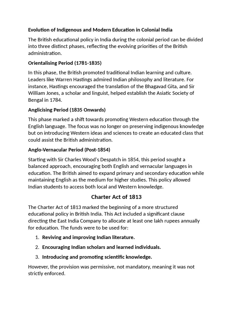 Evolution of Education in Colonial India | PDF | English Language ...