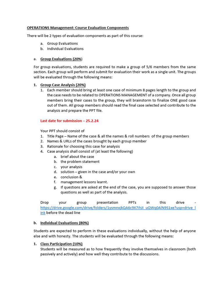 Operations Management Course Evaluation Guide | PDF | Learning | Cognition