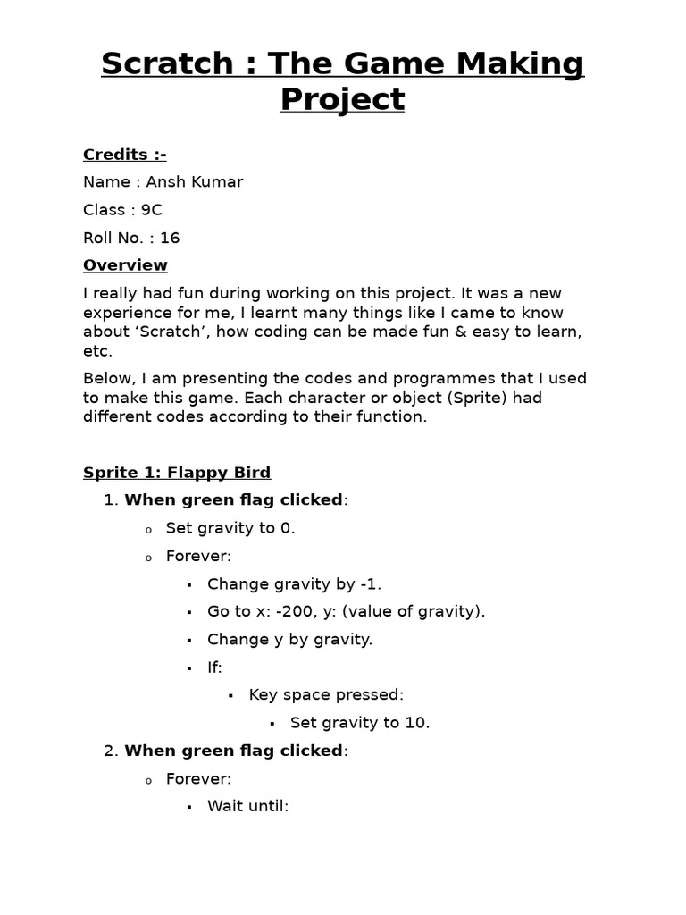 Scratch Game: Flappy Bird Code Guide | PDF