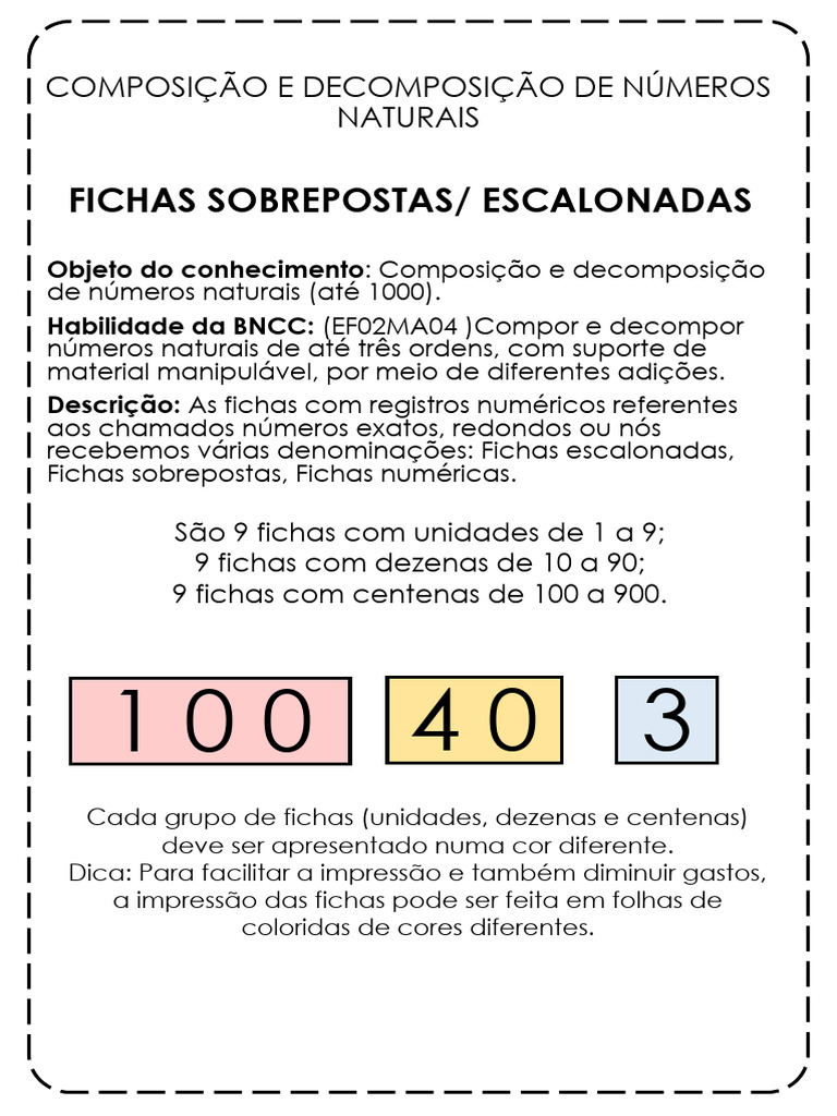 Fichas Sobrepostas para Composição Numérica | PDF