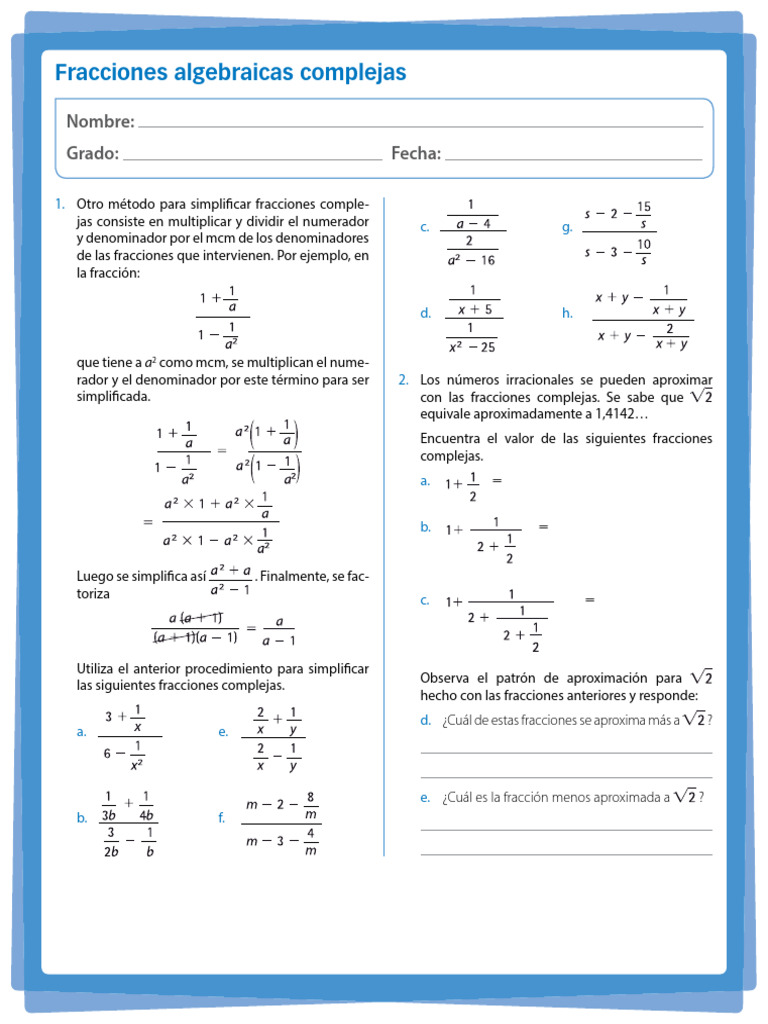 Simplificación de Fracciones Complejas | PDF