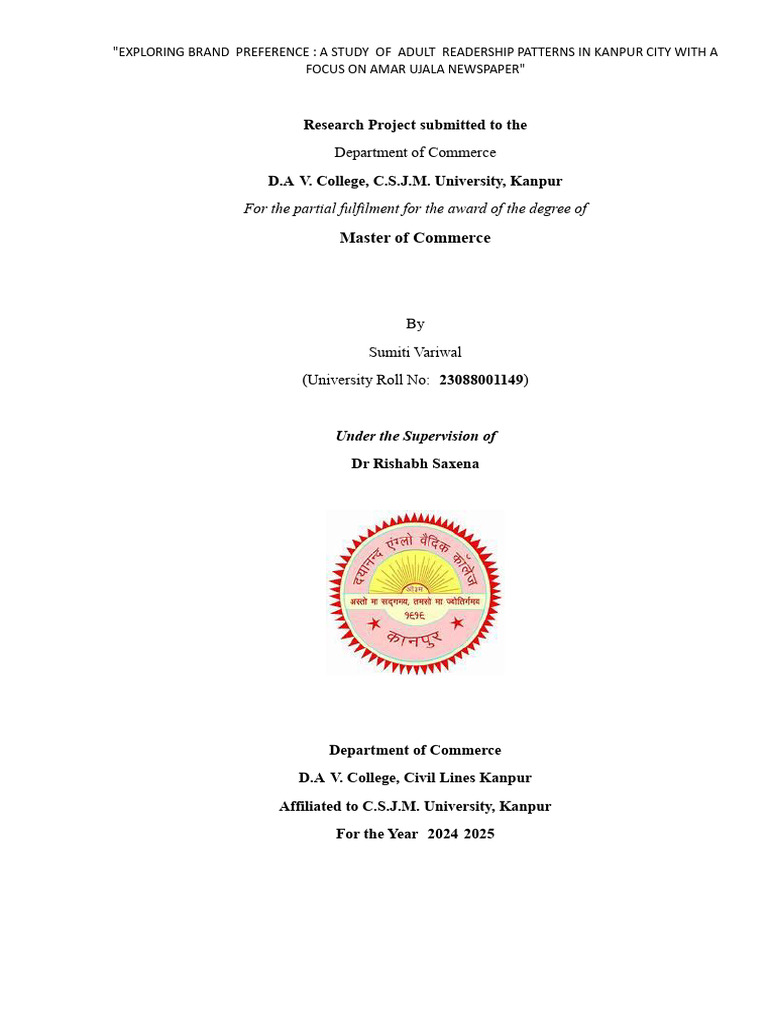 Sumiti Variwal Project | PDF | Consumer Behaviour | Methodology