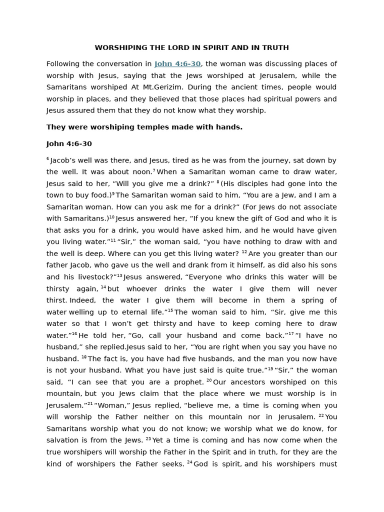Worshiping The Lord in Spirit and in Truth | PDF | Sacrifice | Jesus