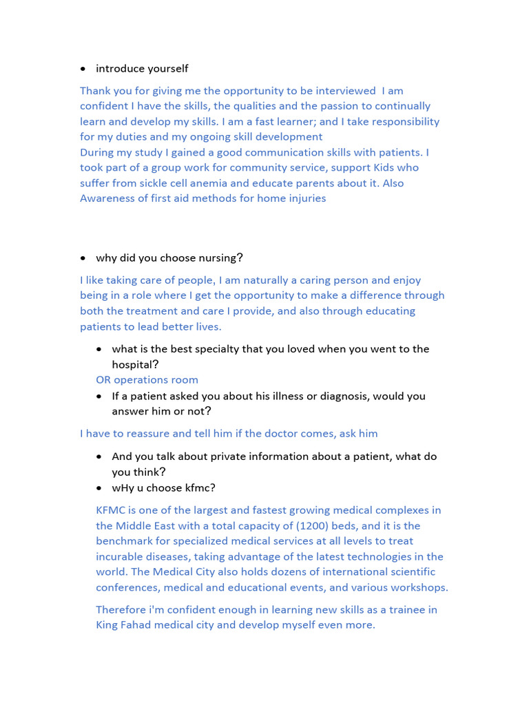 Nursing Interview Preparation Guide | PDF | Tuberculosis | Nursing