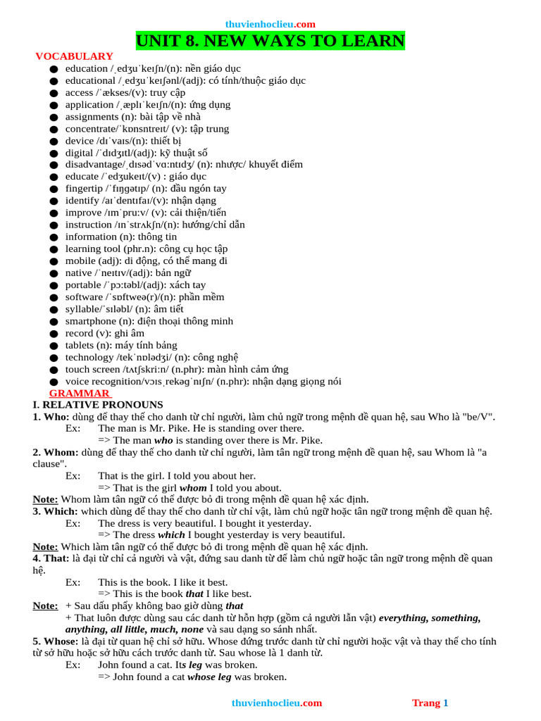 Unit 8 | PDF | Educational Technology | English Language