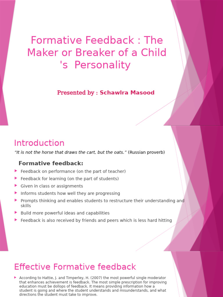 Impact of Formative Feedback on Students | PDF | Teachers | Stress ...
