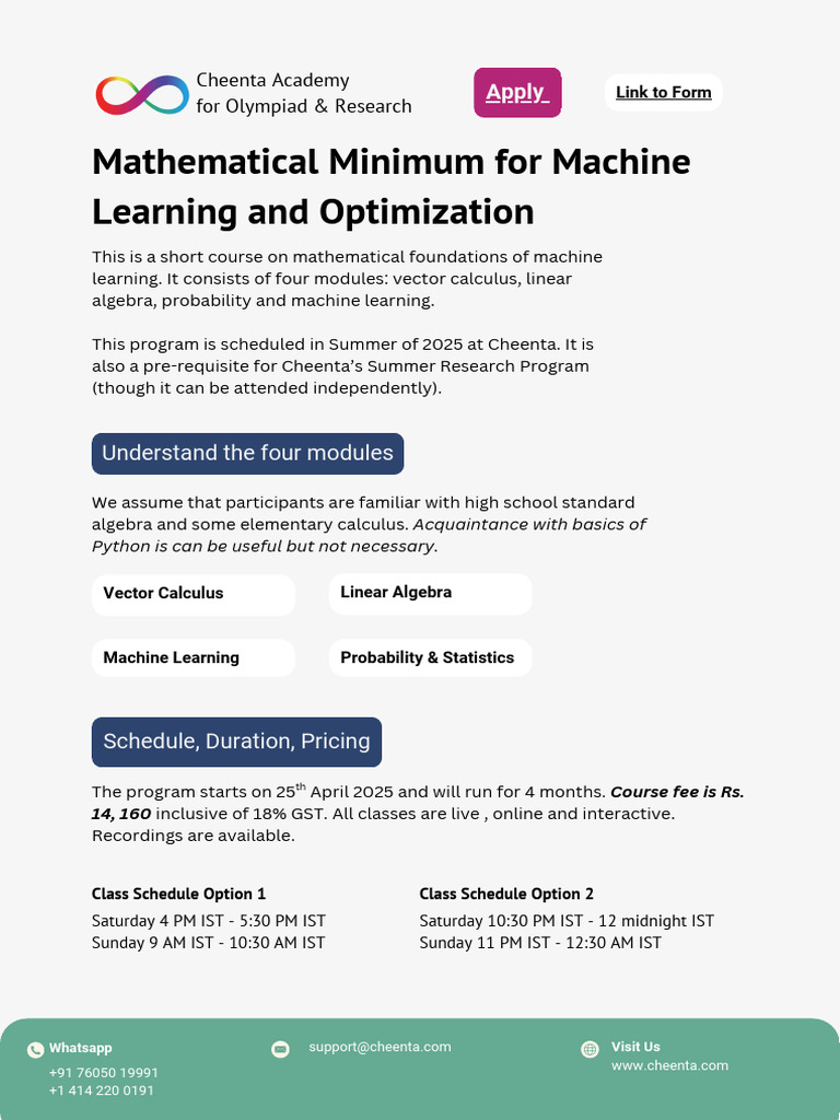 Mathematical Minimum For Machine Learning and Optimization | PDF ...