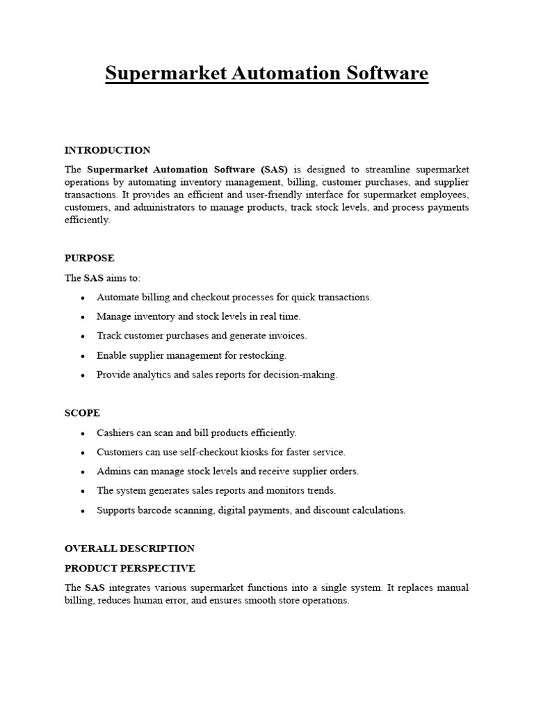 Supermarket Automation Software Overview | PDF | Point Of Sale | Computing