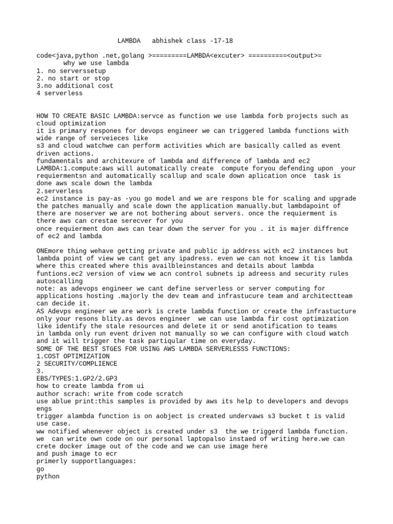 AWS Lambda: Serverless Function Guide | PDF | Anonymous Function ...