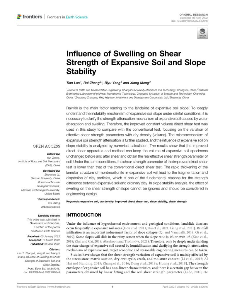 Shear Strength of Expansive Soil and Stability | PDF | Strength Of ...