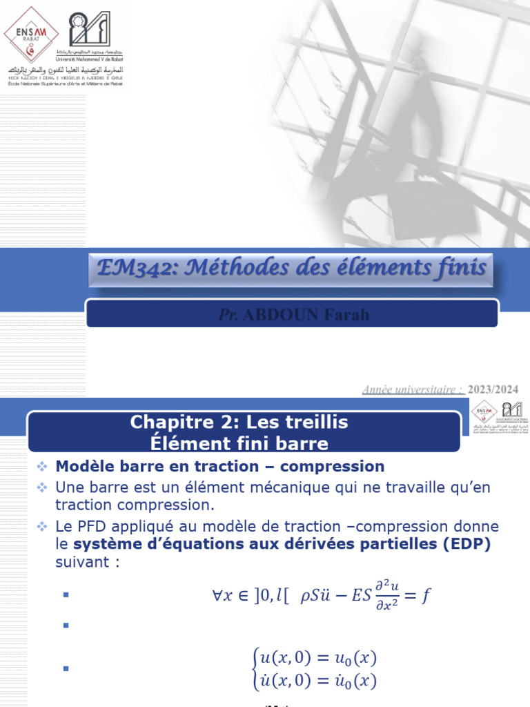 Méthodes des Éléments Finis : Treillis | PDF | Treillis (assemblage ...