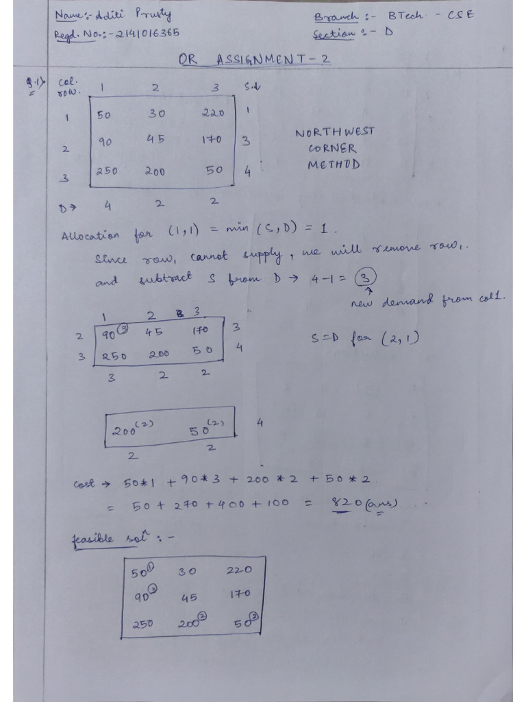 North West Corner Method Explained | PDF