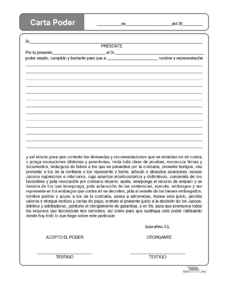 Carta Poder Frmato | PDF