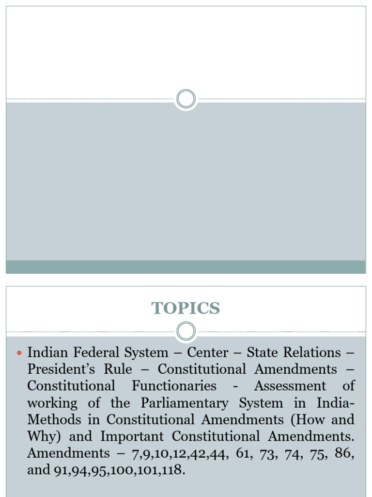 Indian Federal System & Constitutional Amendments | PDF | Federalism ...
