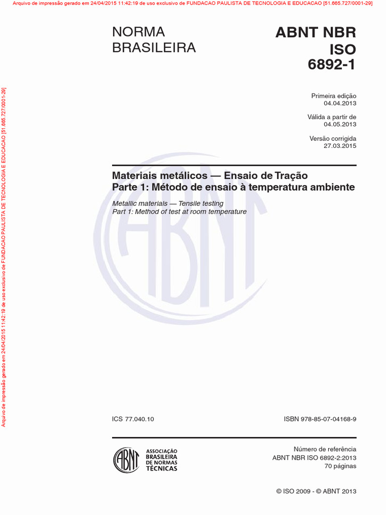 Ensaio de Tração em Materiais Metálicos | PDF | Resistência dos ...