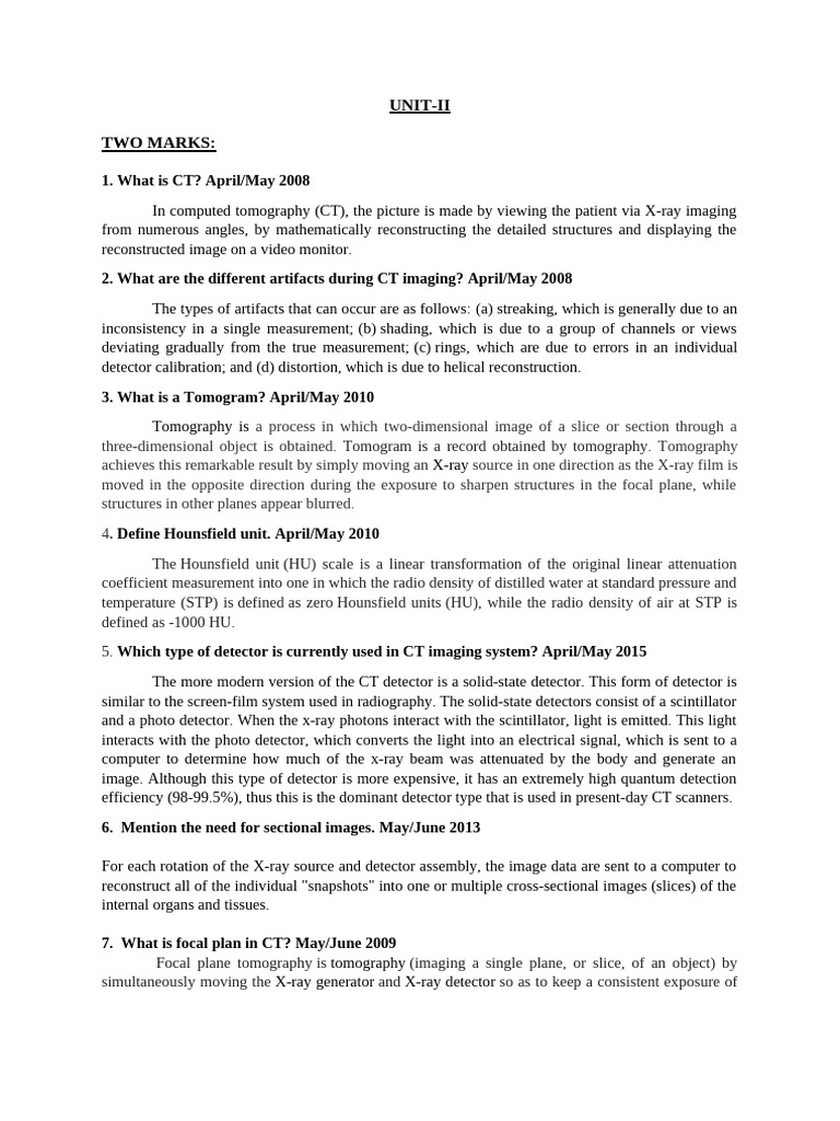 RE Unit 2 | PDF | Ct Scan | X Ray