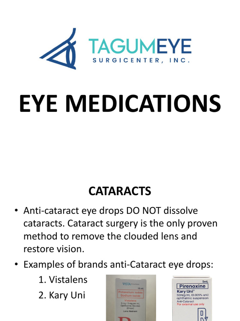 Eye Drop Medications Overview | PDF | Diseases And Disorders | Clinical ...
