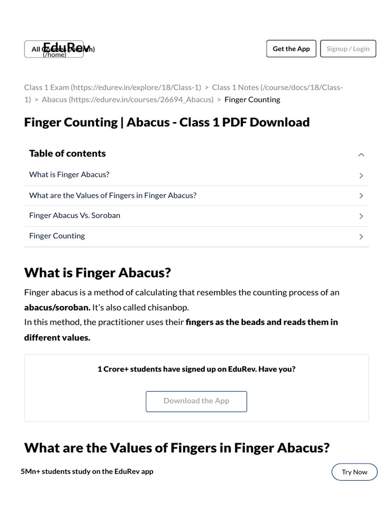 Understanding Finger Abacus Values | PDF | Engineering