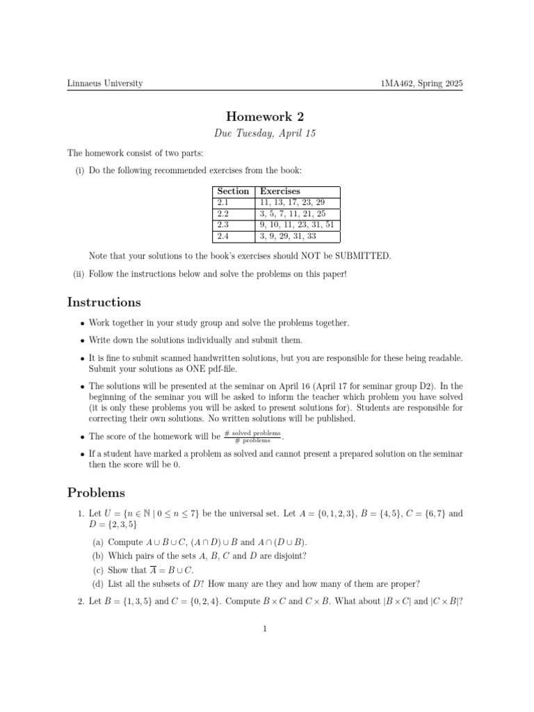 MA462 Spring 2025 Homework 2 Instructions | PDF | Function (Mathematics ...