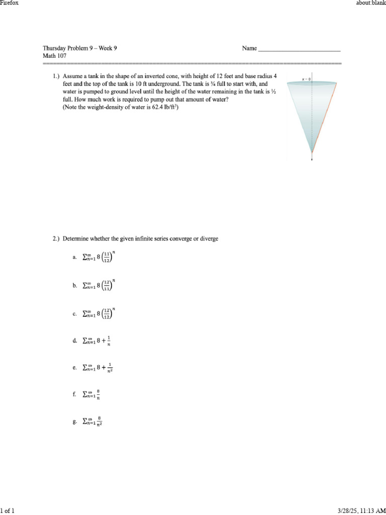 Work Integral Calculus 2 Problem | PDF