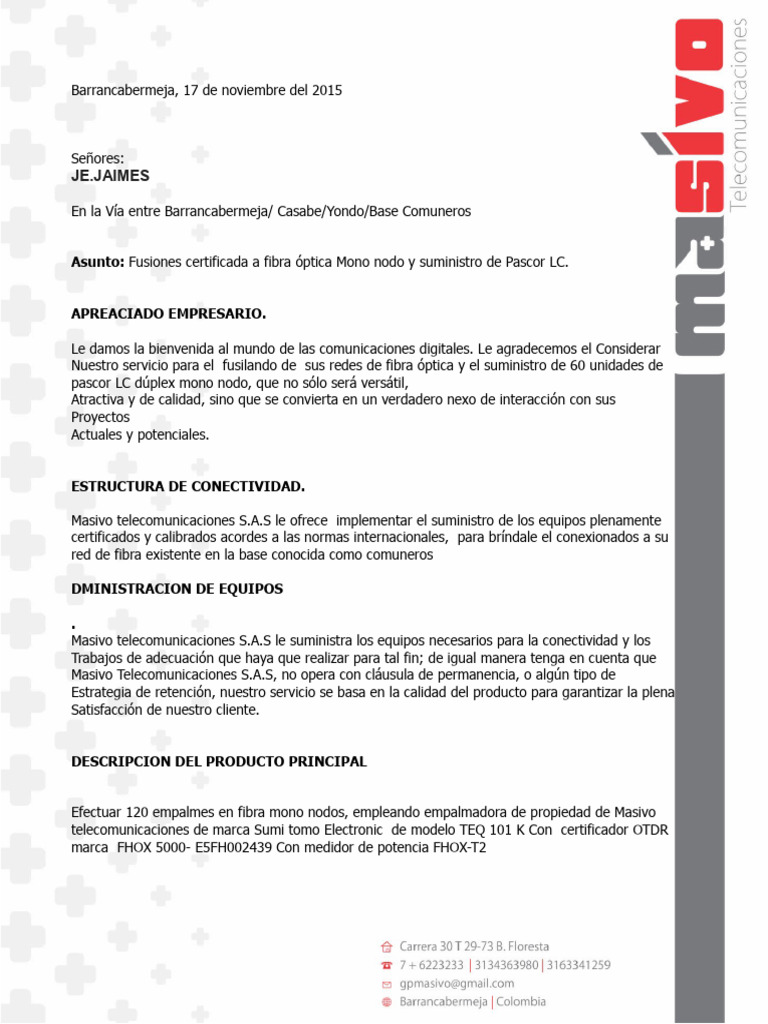 Suministro de Pascor y Fusiones Mono Nodo | PDF | Telecomunicaciones ...