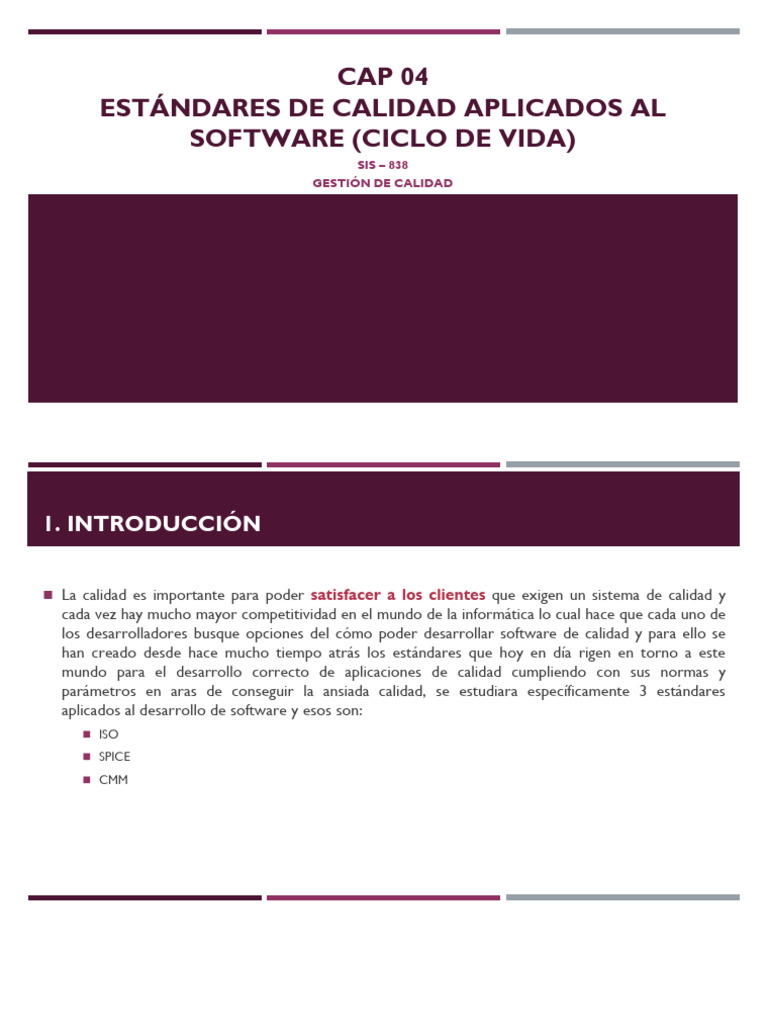 Estándares de Calidad en Software SIS-838 | PDF | Gestión de proyectos ...