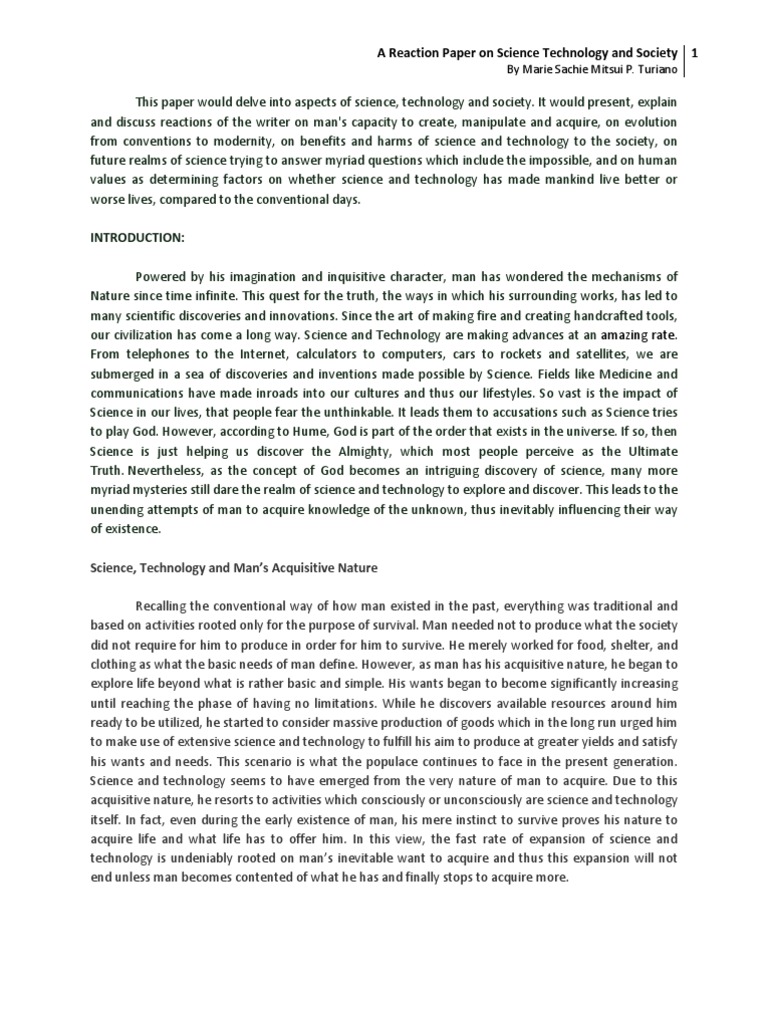 Reflection paper about science image