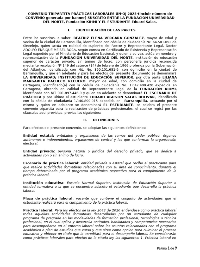 Convenio Tripartito para Prácticas Laborales | PDF | Derecho laboral ...