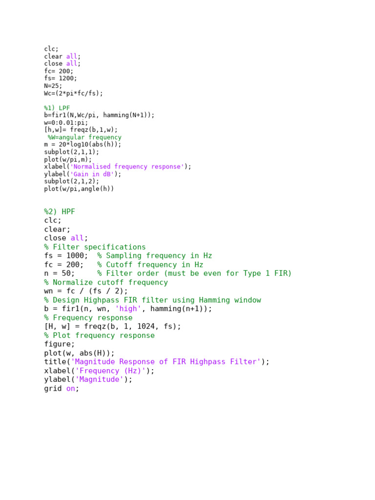 FIR Filter Design and Analysis | PDF