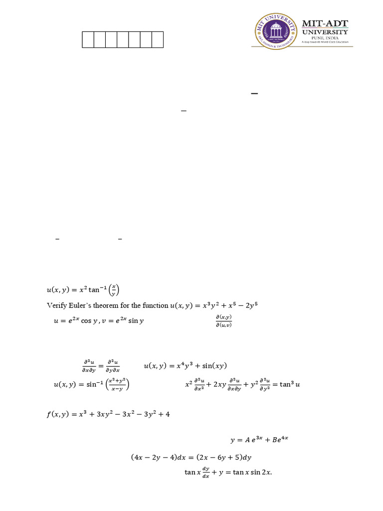 Mid Term Exam: Differential Equations | PDF | Differential Equations ...