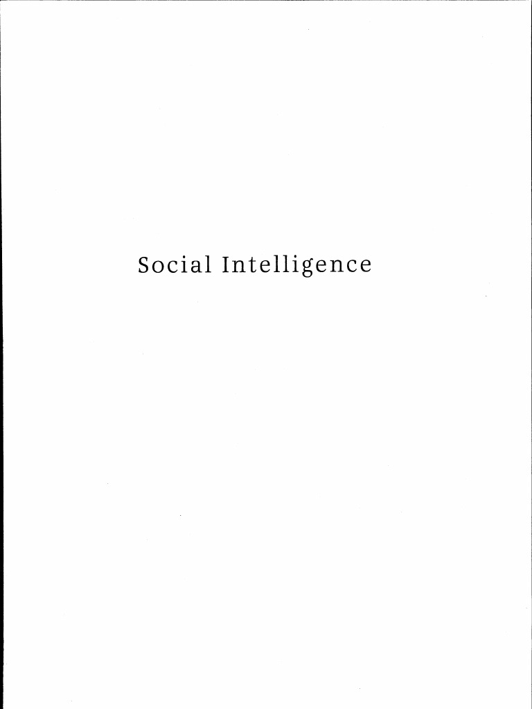 Social Intelligence The New Science of Human Relationships | PDF