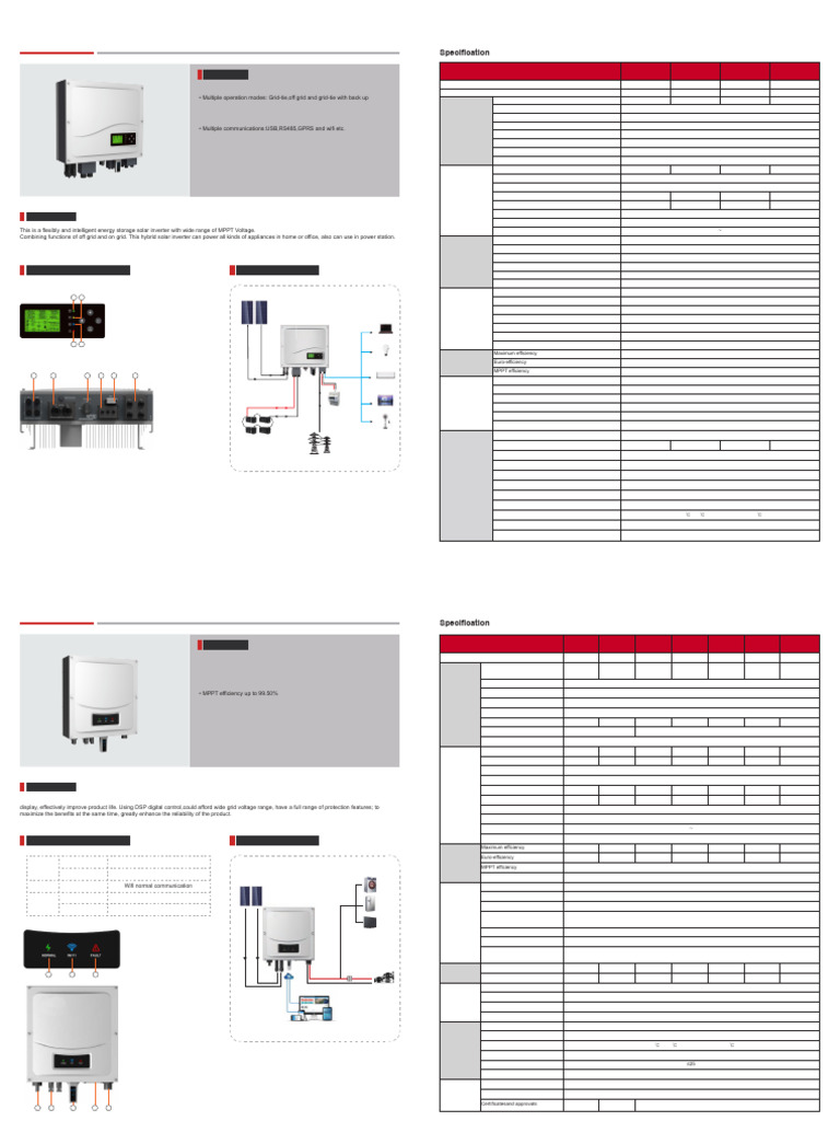 Hybrid Solar Inverter Specifications | PDF | Power Inverter | Electric ...
