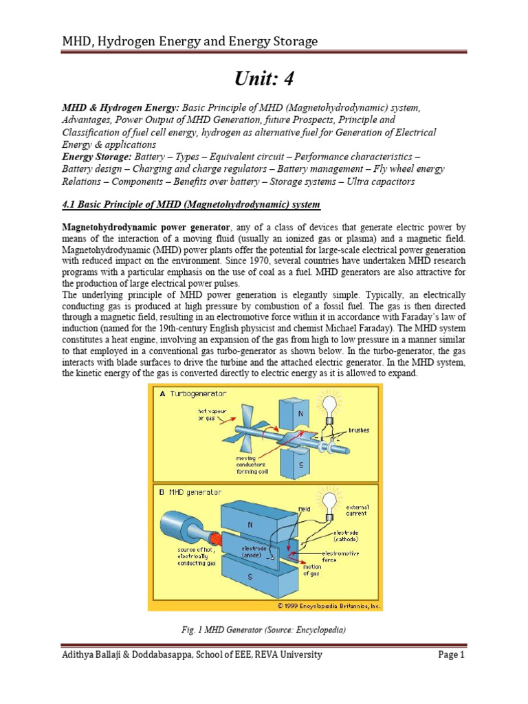 MHD and Hydrogen Energy Overview | PDF | Fuel Cell | Energy Storage