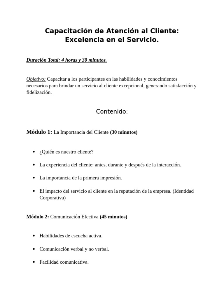 Capacitación en Atención al Cliente | PDF | Servicio al Cliente | Cliente