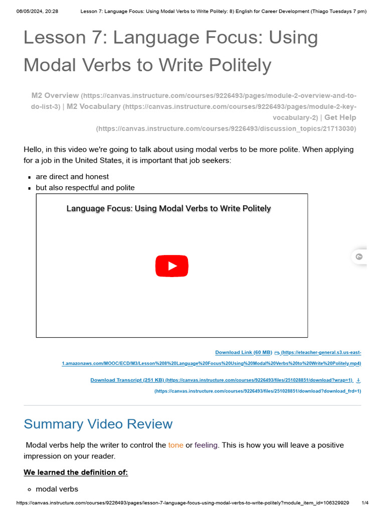 Modal Verbs for Polite Writing | PDF | English Language | Verb