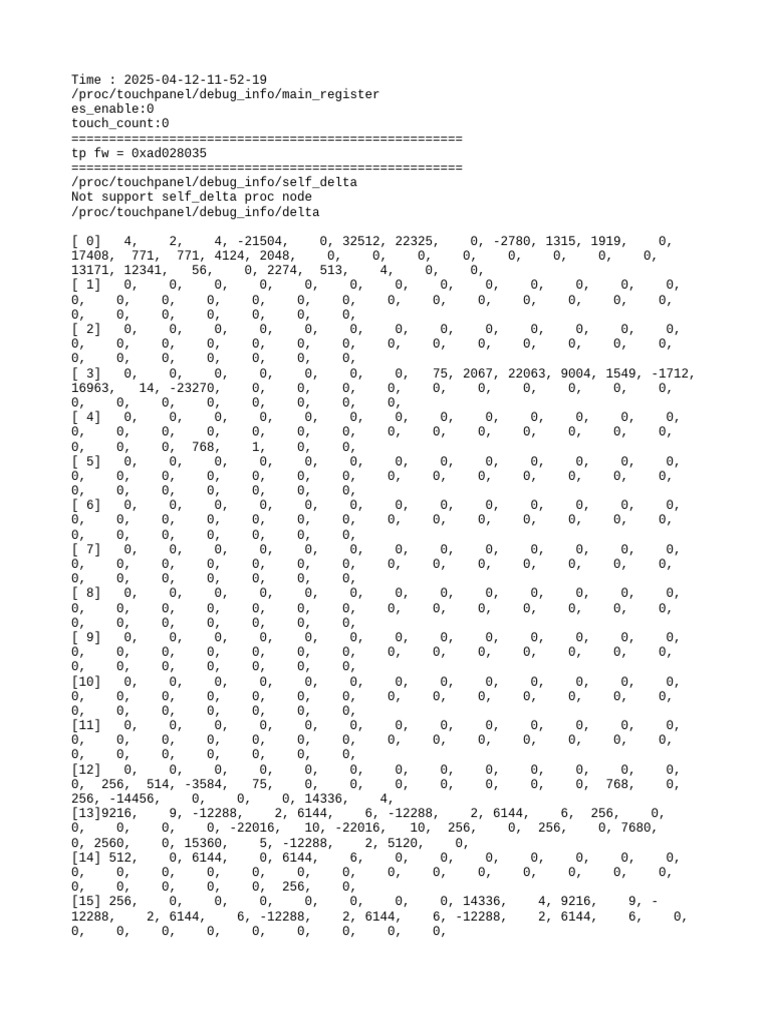 Touchpanel Debug Info Report | PDF