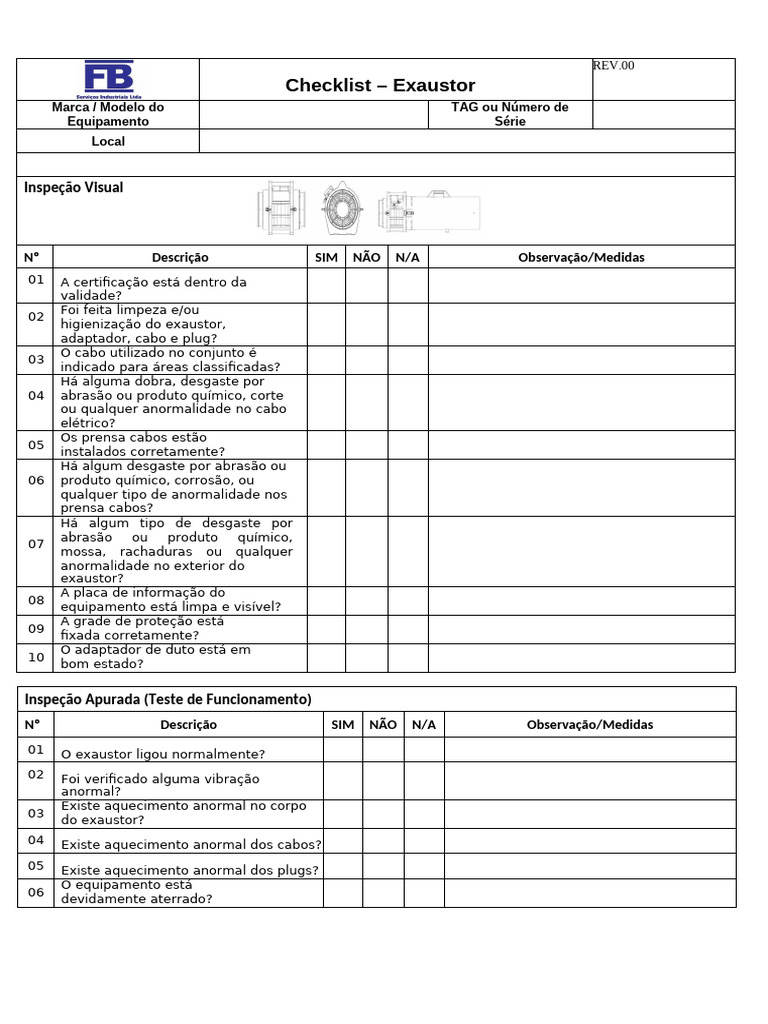 Checklist de Inspeção para Exaustores | PDF