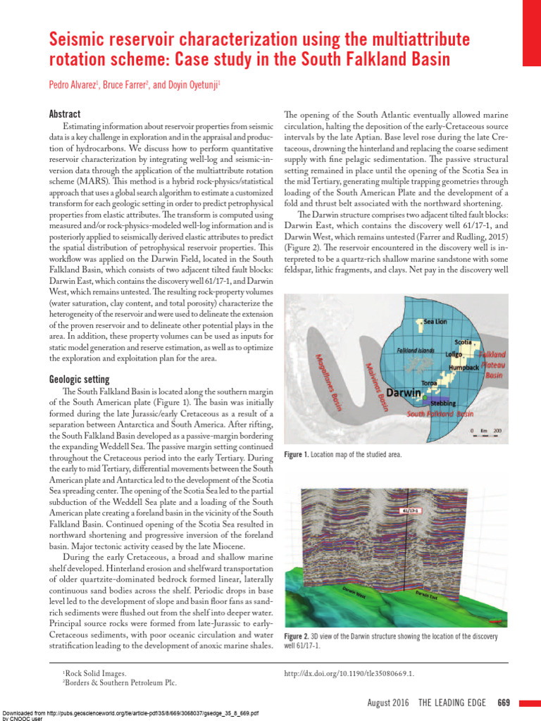 Seismic Reservoir Characterization in Falkland | PDF