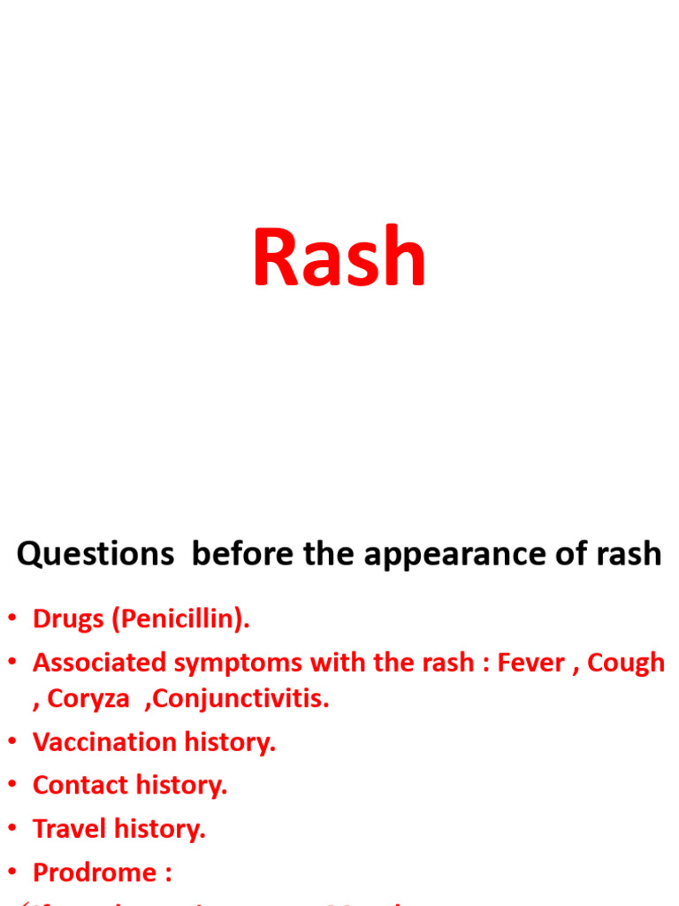 Rash Diagnosis and Differential Analysis | PDF | Viral Diseases ...