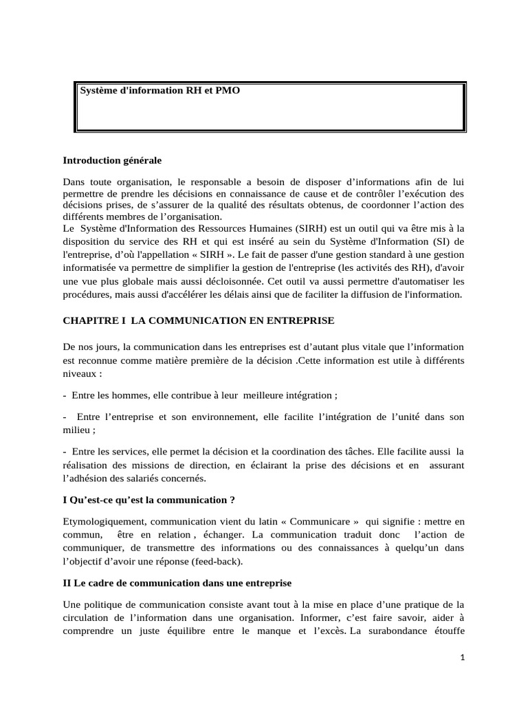 Système d'Information RH et Communication | PDF | la communication ...